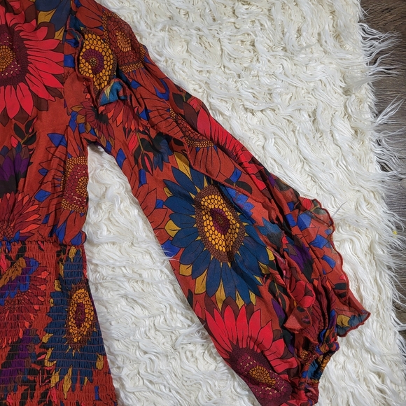 Farm x Anthropologie Smocked Mini Dress Size Small - Picture 7 of 16